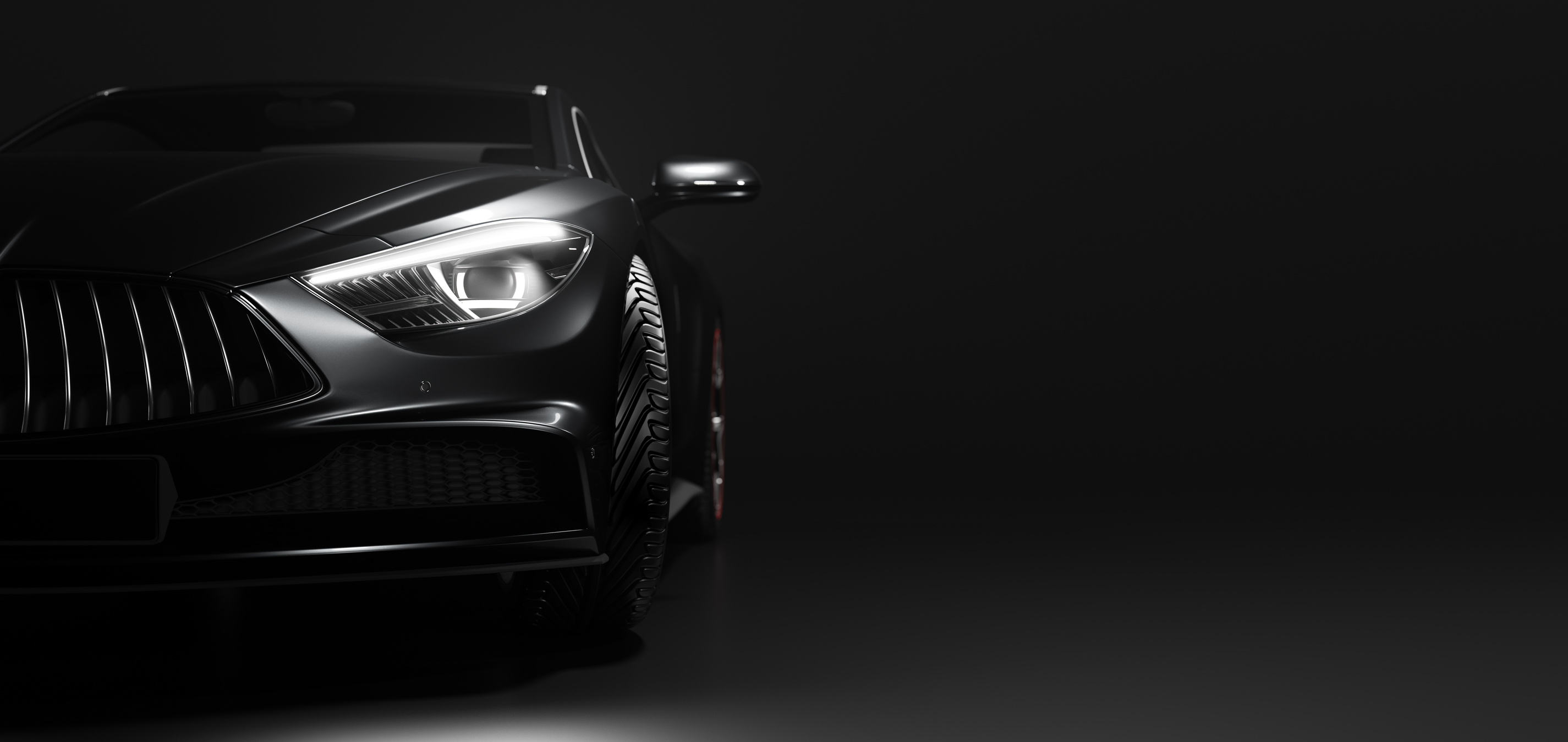 New Luxury Car on Black Background